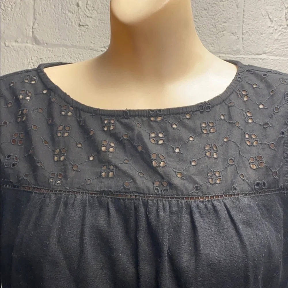 J Crew Mercantile Eyelet yoke linen Top- NWT